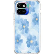 TechTree General Mobile Gm 26 One 5g Uyumlu Mavi Çiçekler Baskılı Silikon Kılıf