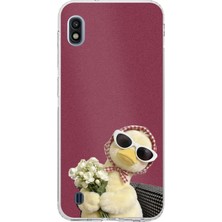 TechTree Samsung Galaxy A10 Uyumlu Çiçekli Ördek Baskılı Silikon Kılıf