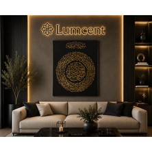 Lumcent Ihlas Suresi Cam Tablo – 4 mm Temperli Uv Baskılı Siyah Gold Islami Hat Sanatı Duvar Dekoru