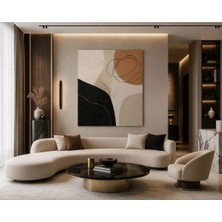 Sennight Kanvas Tablo Modern Soyut Bej Siyah Gold Dokulu – Minimalist Dekor, Salon Yatak Odası Koridor
