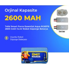 Ümit Maker Tefal Smart Force Essential Aqua RG6976 2600 Mah 14.4V Robot Süpürge Batarya