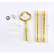 Tahtakale Toptancı Epoksi 3 Katlı Meyve ve Cupcake Stant Bağlantı Aparatı Stant Tutucu Çiçek Desenli   Gold