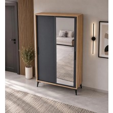 Afilli Freya Portmanto Antrasit MDF Sürgülü Aynalı 100 cm Genişlik 181 cm Yükseklik 40 cm Derinlik