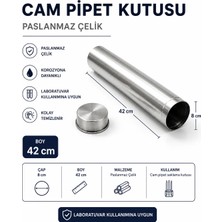 Labolist Cam Pipet Kutusu 8 cm Boy 42 cm Paslanmaz Çelik