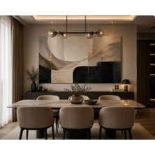 Sennight Modern Siyah Bej Soyut Geometrik Kanvas Tablo Çerçevesiz - Yatak Odası Salon Ofis Minimalist Duvar Tablosu