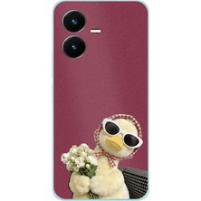 TechTree Vivo Y22S - Y35 Uyumlu Çiçekli Ördek Baskılı Silikon Kılıf