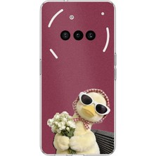 TechTree Nothing Phone (3A) Uyumlu Çiçekli Ördek Baskılı Silikon Kılıf