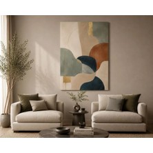 Sennight Modern Soyut Geometrik Kanvas Tablo Bej Vizon Lacivert Tarçın Tonları Yatay Çerçevesiz Dekoratif Duvar Tablosu Salon, Yatak Odası, Antre, Ofis