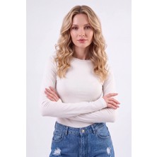 Uslular Kadın Parmak Detaylı Uzun Kollu Body