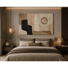 Sennight Kanvas Tablo Modern Soyut Geometrik Bej Krem Kahve Siyah Tonlu Yatay Minimalist Duvar Tablosu Salon Yatak Odası Ofis