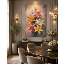 Sennight Kanvas Tablo Pastel Zambaklar Modern Çiçek Temalı Dikey Duvar Dekoru Salon Yatak Odası Yemek Odası Çerçevesiz Premium