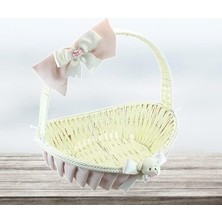 Saplı Oval Kumaş Sepet, 36 Cm, Orta Boy, Pembe