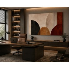 Sennight Kanvas Tablo Modern Geometrik Soyut, Bordo Kiremit Siyah Tonlu, Çerçevesiz Premium Duvar Dekoru; Salon, Ofis ve Yatak Odası Için Büyük Dekoratif Tablo