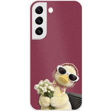 TechTree Samsung Galaxy S22 Uyumlu Çiçekli Ördek Baskılı Silikon Kılıf