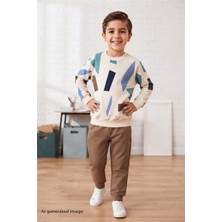Pina Kids Erkek Çocuk Geometrik Desenli Okul Günlük Eşofman Takımı ESF7038