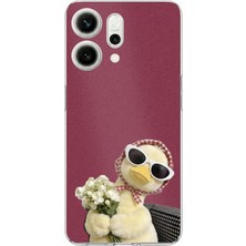 TechTree Oppo Reno 14 5g Uyumlu Çiçekli Ördek Baskılı Silikon Kılıf