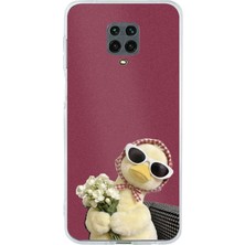 TechTree Redmi Note 9 Pro-9s Uyumlu Çiçekli Ördek Baskılı Silikon Kılıf