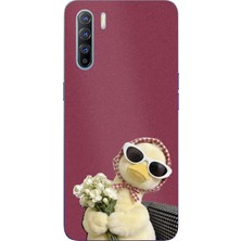 TechTree Oppo Reno 3-A91 Uyumlu Çiçekli Ördek Baskılı Silikon Kılıf