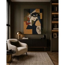 Sennight Kanvas Tablo Modern Kübist Kadın Portresi, Soyut Geometrik Yüz Tasarımı, Dekoratif Duvar Tablosu Salon Yatak Odası Ofis Antre Için