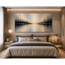 Sennight Kanvas Tablo Modern Soyut Mavi Bej Göl Manzarası, Çerçevesiz Premium Kanvas Duvar Dekoru; Salon, Yatak Odası ve Oturma Odası Için Büyük Dekoratif Tablo
