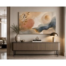 Sennight Kanvas Tablo Modern Soyut Bej Pudra Mavi Gold Detaylı Salon Dresuar Üstü Duvar Dekorasyon Minimalist Dekoratif