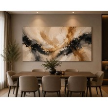 Sennight Soyut Kanvas Tablo Siyah Gold – Modern Çerçevesiz Duvar Dekoru, Salon Oturma Odası Yemek Odası Ofis Için Dekoratif Tablo