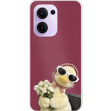 TechTree Oppo Reno 13F Uyumlu Çiçekli Ördek Baskılı Silikon Kılıf