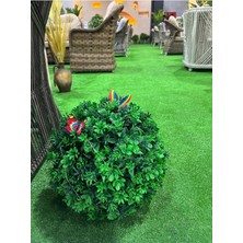 Top Şimşir Yapay Çiçek, Yapay Ağaç Dekorasyon Bitkisi, 35 cm Çap, Yeşil