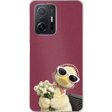 TechTree Xiaomi Mi 11T-11T Pro Uyumlu Çiçekli Ördek Baskılı Silikon Kılıf