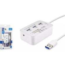 Nodar Hadron HDX7028 Usb3.0 Hub Combo 3-Usb3.0 + Ms + Sd + M2 + Tf 20CM Beyaz