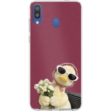 TechTree Samsung Galaxy M20 Uyumlu Çiçekli Ördek Baskılı Silikon Kılıf