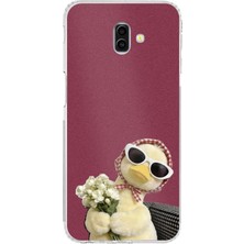 TechTree Samsung Galaxy J6 Plus Uyumlu Çiçekli Ördek Baskılı Silikon Kılıf