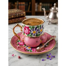 Manushum Handmade Double Saray Fincan-Pembe 1 Adet