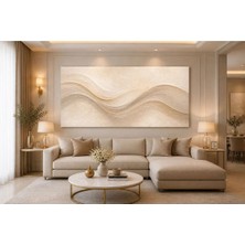 Sennight Kanvas Tablo Modern Soyut Dalga - Bej Minimal Luxury Duvar Dekoru, Salon ve Yatak Odası Için