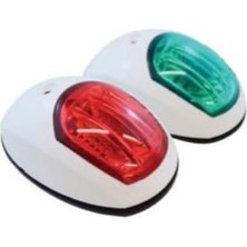 Seyir Feneri 12V Led, Iskele ve Sancak, Plastik Beyaz Gövde, Kırmızı ve Yeşil