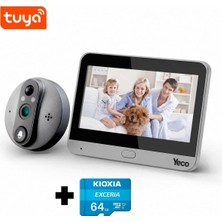 Yeco Pd-20 Akıllı Görüntülü Kapı Dürbünü, Kioxia 64GB Micro Sd Kart Dahil