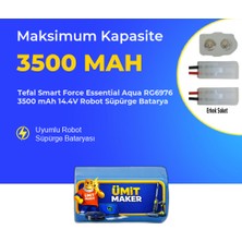 Ümit Maker Tefal Smart Force Essential Aqua RG6976 3500 Mah 14.4V Robot Süpürge Batarya