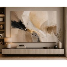 Sennight Bej Tonlu Soyut Hareket Kanvas Tablo - Modern Minimalist Duvar Tablosu