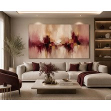 Sennight Kanvas Tablo Bordo Elegance Soyut – Krem, Bej ve Bordo Tonlu Dokulu Modern Duvar Tablosu; Salon, Yatak Odası, Ofis