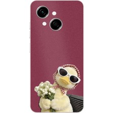 TechTree Tecno Spark Go 1 Uyumlu Çiçekli Ördek Baskılı Silikon Kılıf