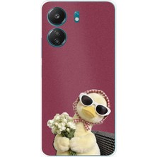 TechTree Redmi 13C Uyumlu Çiçekli Ördek Baskılı Silikon Kılıf
