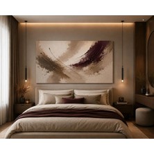 Sennight Kanvas Tablo Modern Soyut Bordo Kavisler – Bej Kahve Gold Dokulu Çerçevesiz Dekoratif Tablo, Salon Yatak Odası Ofis