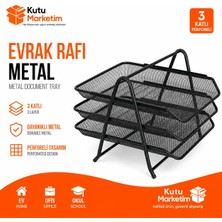 Mas Evrak Rafı - 1 Adet - Siyah Metal -3 Katlı
