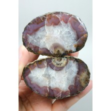 Healcrystal Tozlu Gül Pembe, Soluk Mor Siyah Bantlı Siyah Deniz Akik, 237G