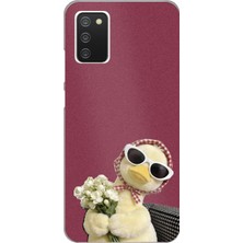 TechTree Samsung Galaxy A02S Uyumlu Çiçekli Ördek Baskılı Silikon Kılıf