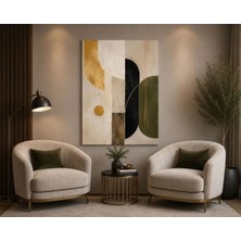 Sennight Kanvas Tablo Soyut Geometrik Yeşil Gold Bej Modern Minimalist Salon Yatak Odası Antre Dekoratif