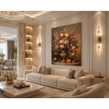 Sennight Kanvas Tablo Lüx Vintage Çiçek Buketi, Modern Klasik Salon ve Yatak Odası Dekoratif Çerçevesiz