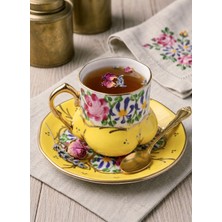 Manushum Handmade Double Saray Fincan-Canlı Sarı 1 Adet