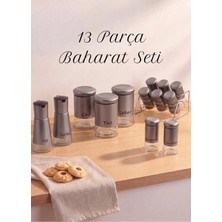 Onedekor 13 Parça Gri Baharatlık, Kavanoz ve Yağlık&sirkelik Seti