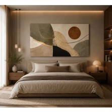 Sennight Kanvas Tablo Modern Soyut Geometrik – Bej Vizon Krem Haki Tarçın Tonlu Yatay Minimalist Dekor, Salon Yatak Odası Oturma Odası Ofis